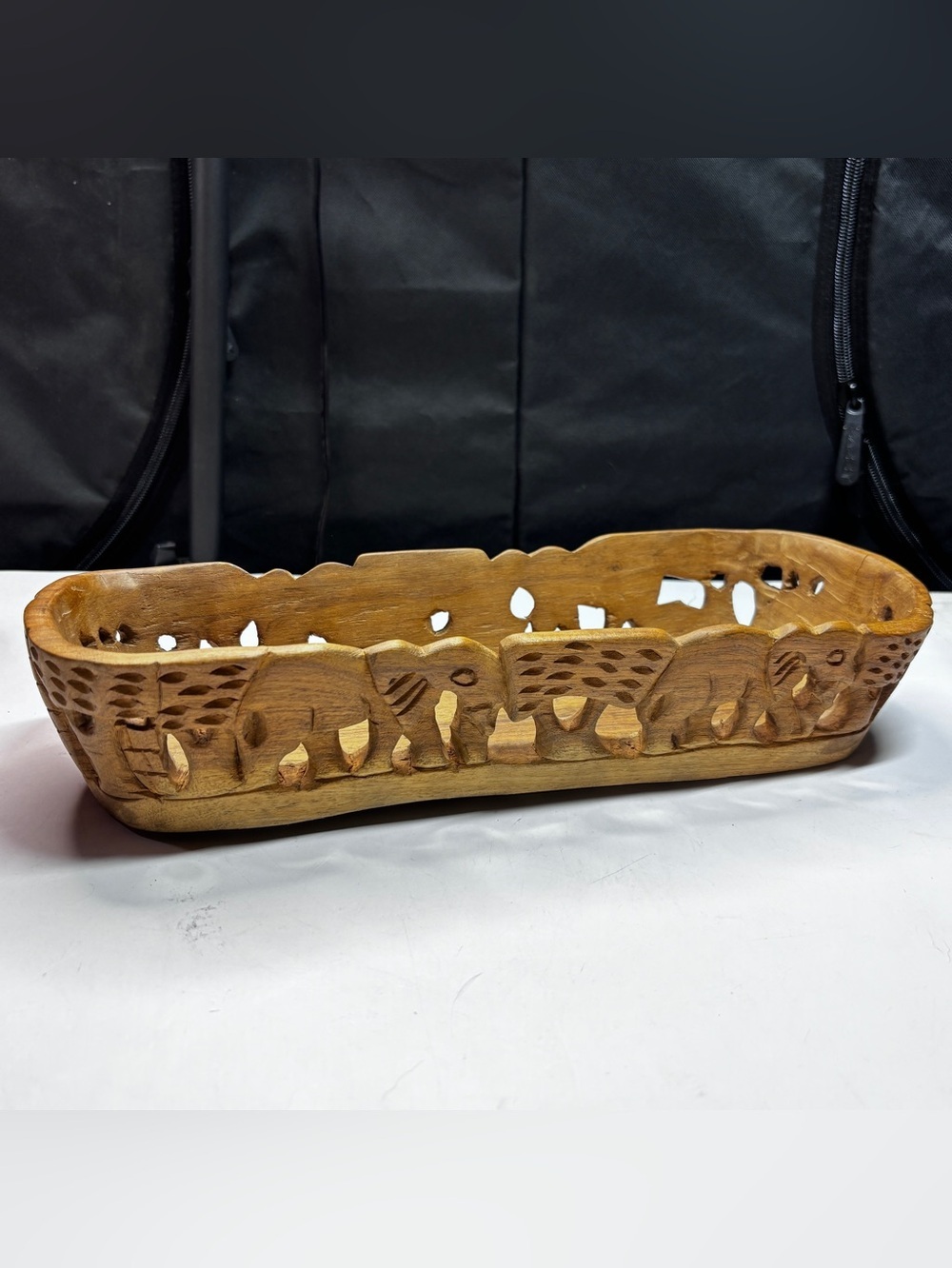 South African Hand Carved Jungle Desert Animal Basket.